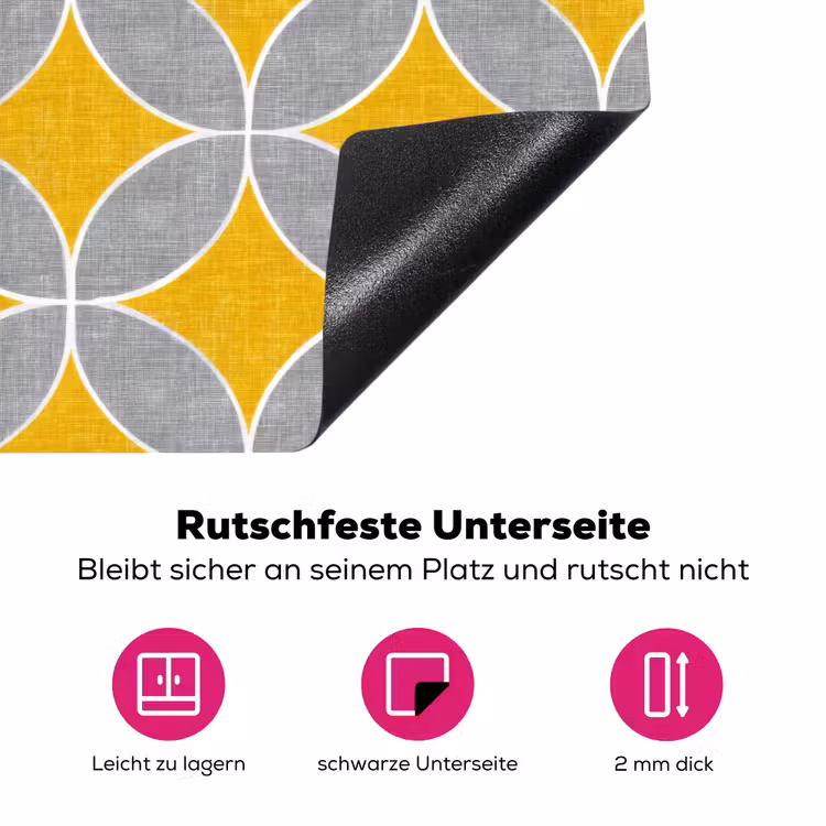 Geometrisch - Cirkels - Textuur - Grijs - Geel Inductie beschermer vinyl 3mm klein 276 -zzzzzzz-lf-onderkant