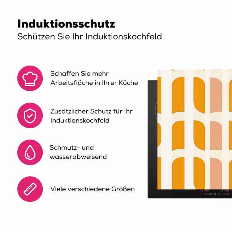 Geometrisch - Patroon - Geel - Roze Inductie beschermer vinyl 3mm klein 276 -zzzzzzz-lf-ups
