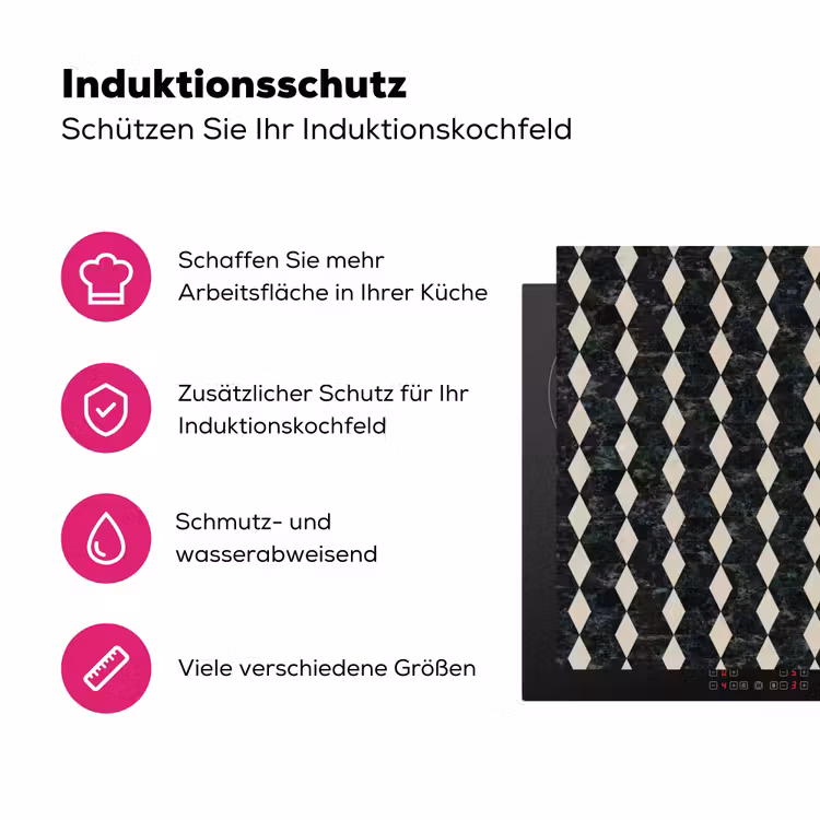 Geometrisch - Patroon - Marmer - Groen Inductie beschermer vinyl 3mm klein 276 -zzzzzzz-lf-ups