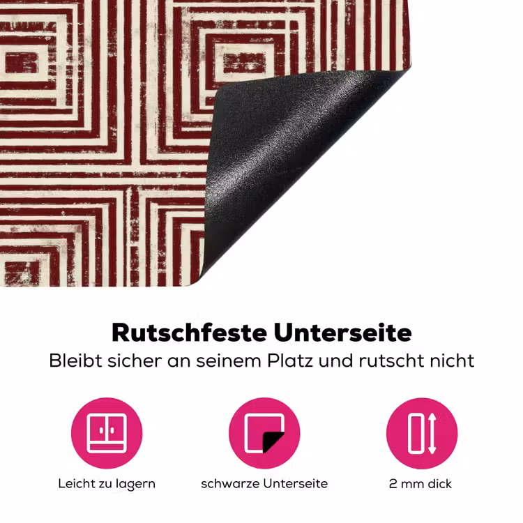 Geometrisch - Patroon - Rood Inductie beschermer vinyl 3mm klein 276 -zzzzzzz-lf-onderkant