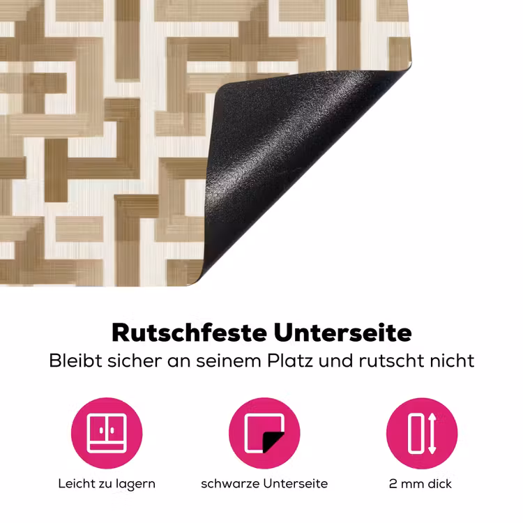 Geometrisch - Retro - Bruin Inductie beschermer vinyl 3mm klein 276 -zzzzzzz-lf-onderkant