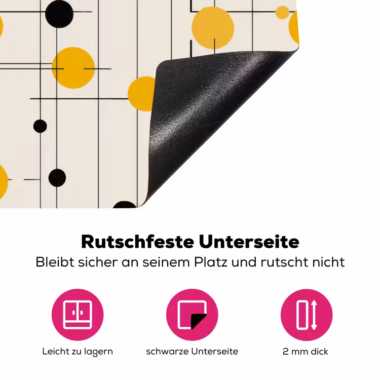 Geometrisch - Retro - Lijnen - Okergeel - Zwart Inductie beschermer vinyl 3mm klein 276 -zzzzzzz-lf-onderkant