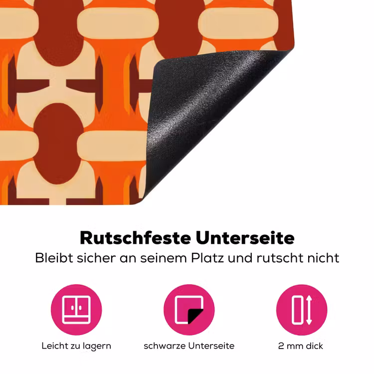 Geometrisch - Retro - Oranje Inductie beschermer vinyl 3mm klein 276 -zzzzzzz-lf-onderkant