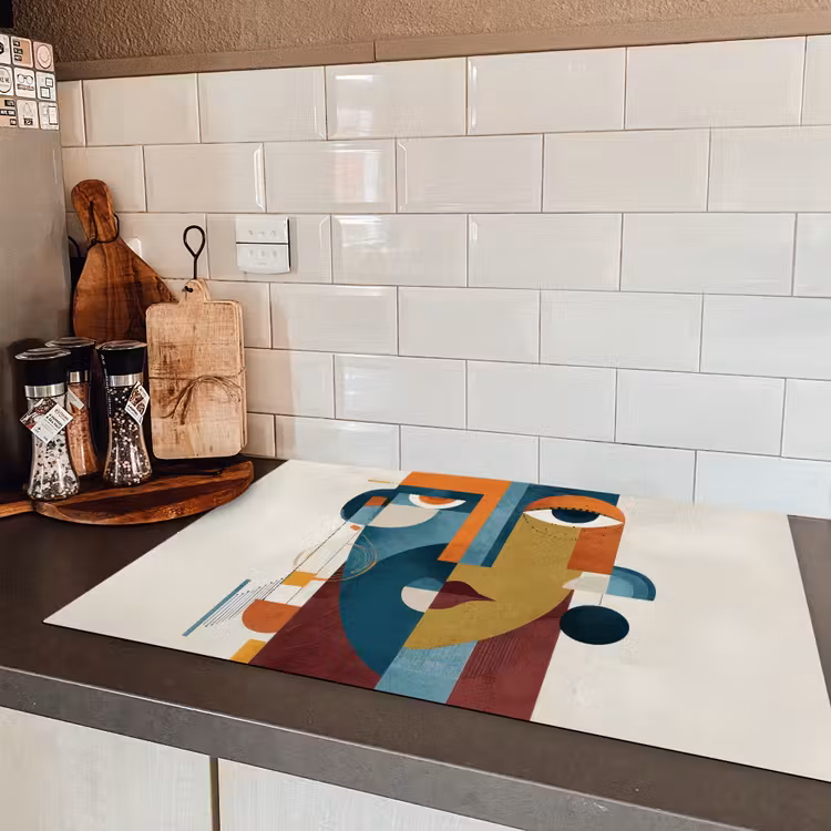 Geometrisch - Strakke vormen - Kleurrijk Inductie beschermer vinyl 3mm klein -sfeer3