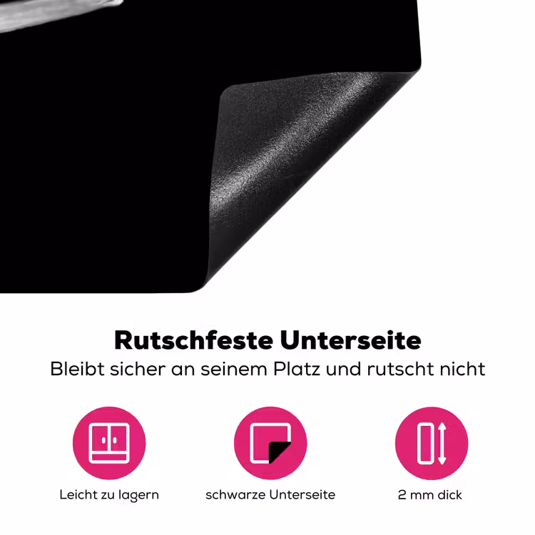 Geranium - Zwart - Wit Inductie beschermer vinyl 3mm klein -zzzzzzz-lf-onderkant