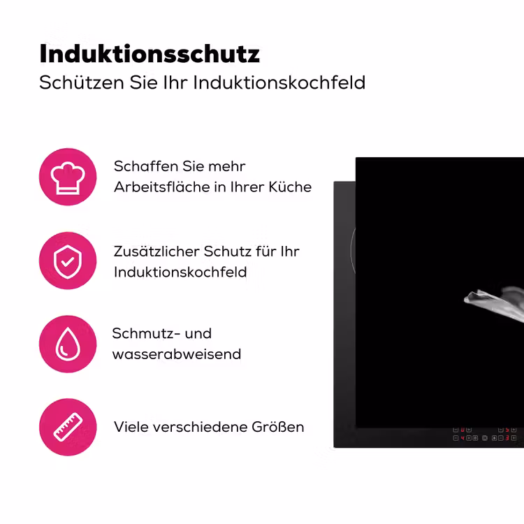 Geranium - Zwart - Wit Inductie beschermer vinyl 3mm klein -zzzzzzz-lf-ups