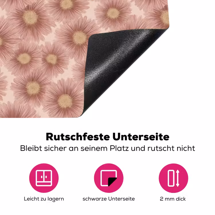 Gerbera - Bloemen - Roze Inductie beschermer vinyl 3mm klein 276 -zzzzzzz-lf-onderkant
