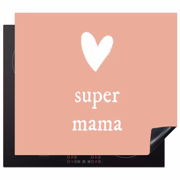 Presentje voor Moederdag super mama lichtroze/wit Inductie beschermer vinyl 3mm middel -3d