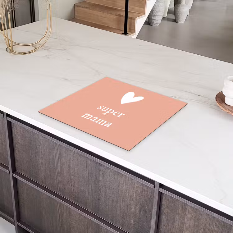 Presentje voor Moederdag super mama lichtroze/wit Inductie beschermer vinyl 3mm middel -sfeer8