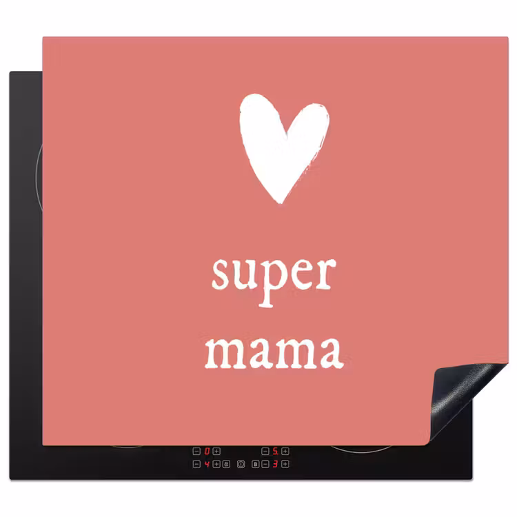 Presentje voor Moederdag super mama roze/wit Inductie beschermer vinyl 3mm middel -3d