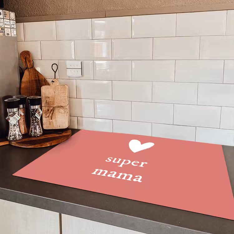 Presentje voor Moederdag super mama roze/wit Inductie beschermer vinyl 3mm klein -sfeer3