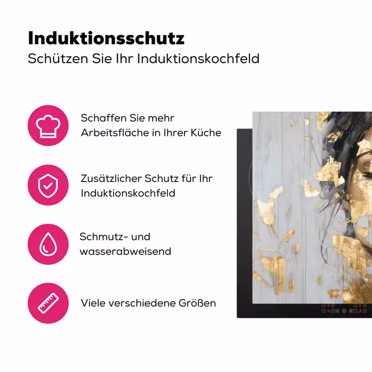 Sierlijk - Vrouw - Goud - Ogen Inductie beschermer vinyl 3mm klein -zzzzzzz-lf-ups