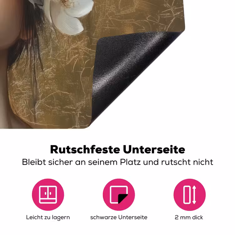 Gezicht - Bloemen - Goud - Abstract Inductie beschermer vinyl 3mm klein -zzzzzzz-lf-onderkant