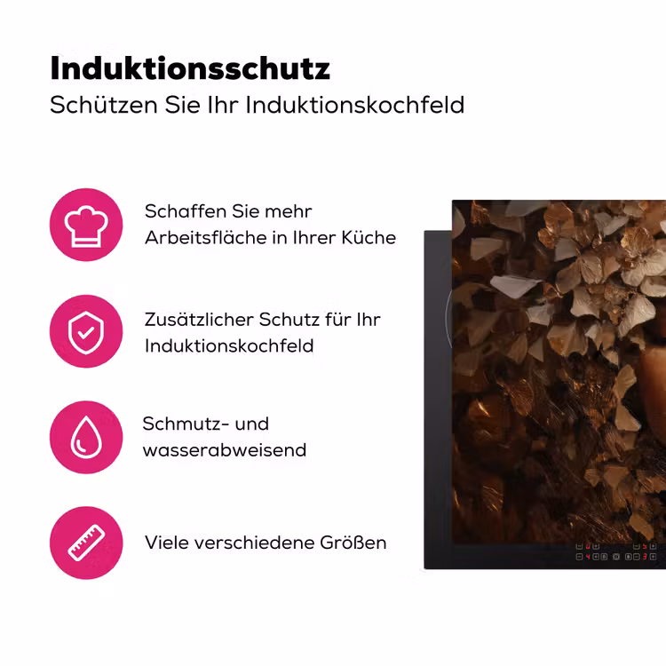 Gezicht - Vrouwe - Bladeren - Penseelstreken Inductie beschermer vinyl 3mm klein -zzzzzzz-lf-ups
