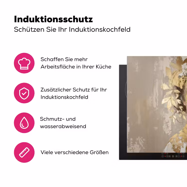 Gezicht - Vrouw - Bladeren - Goud Inductie beschermer vinyl 3mm klein -zzzzzzz-lf-ups
