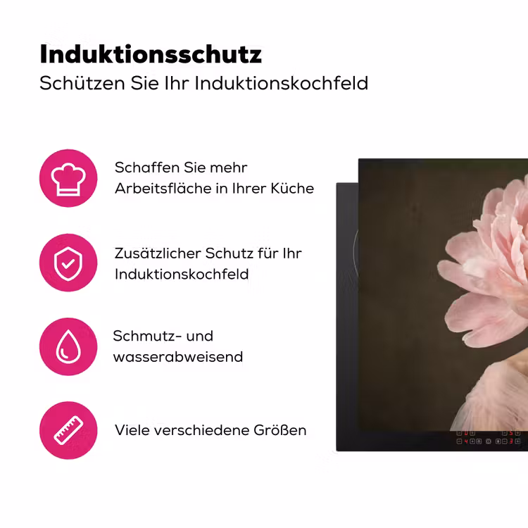 Gezicht - Roos - Roze Inductie beschermer vinyl 3mm klein -zzzzzzz-lf-ups