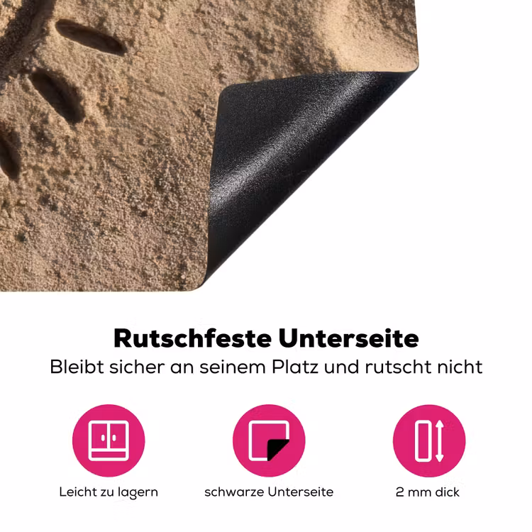 Gezichtje - Zon - Zand - Getekend Inductie beschermer vinyl 3mm klein -zzzzzzz-lf-onderkant