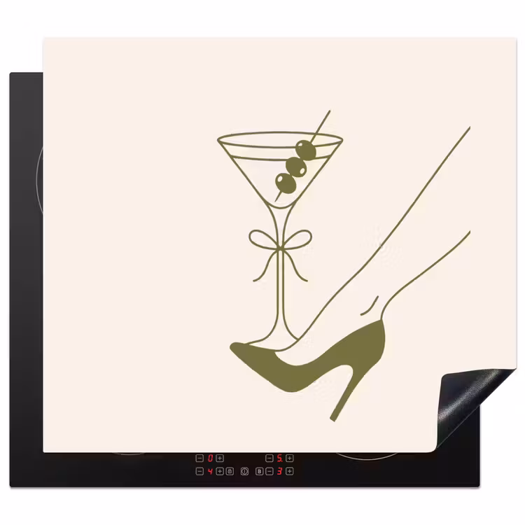 Drank - Martini - Hoge hak - Mode - Groen Inductie beschermer vinyl 3mm middel -3d