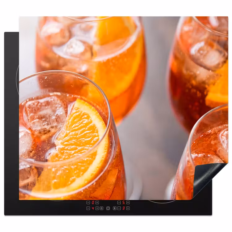 Drank - Sinaasappel - IJs - Zomer - Oranje Inductie beschermer vinyl 3mm middel -3d