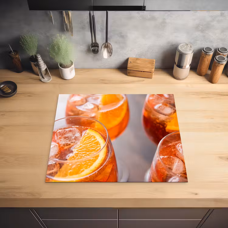 Drank - Sinaasappel - IJs - Zomer - Oranje Inductie beschermer vinyl 3mm middel -sfeer5