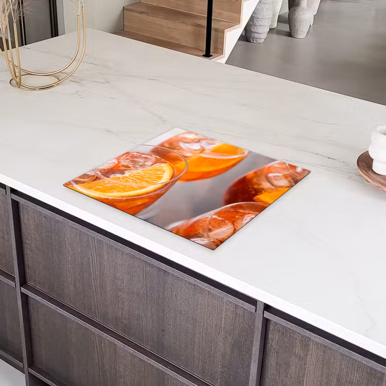Drank - Sinaasappel - IJs - Zomer - Oranje Inductie beschermer vinyl 3mm middel -sfeer8