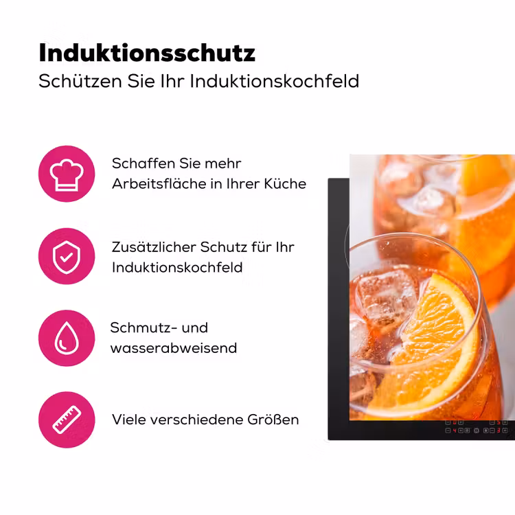 Drank - Sinaasappel - IJs - Zomer - Oranje Inductie beschermer vinyl 3mm middel -zzzzzzz-lf-ups
