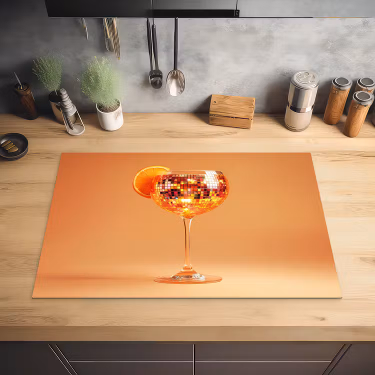 Drank - Oranje - Glitter - Disco Inductie beschermer vinyl 3mm klein -sfeer5