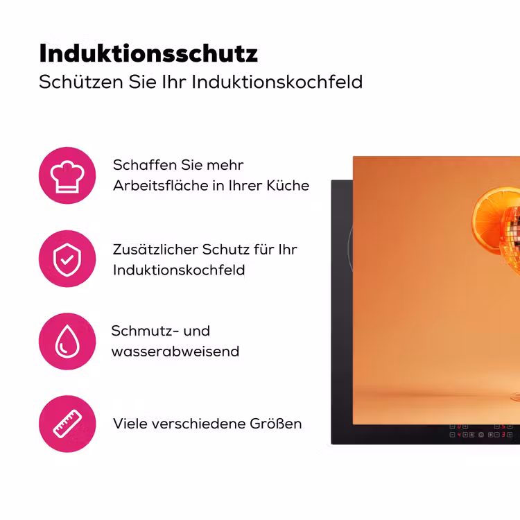 Drank - Oranje - Glitter - Disco Inductie beschermer vinyl 3mm klein -zzzzzzz-lf-ups