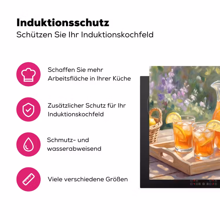 Drank - Citroen - Zomer - Tuin - Geel Inductie beschermer vinyl 3mm middel -zzzzzzz-lf-ups