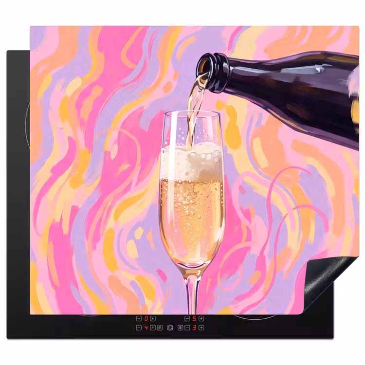 Drank - Inschenken - Feest - Abstract - Roze Inductie beschermer vinyl 3mm middel -3d