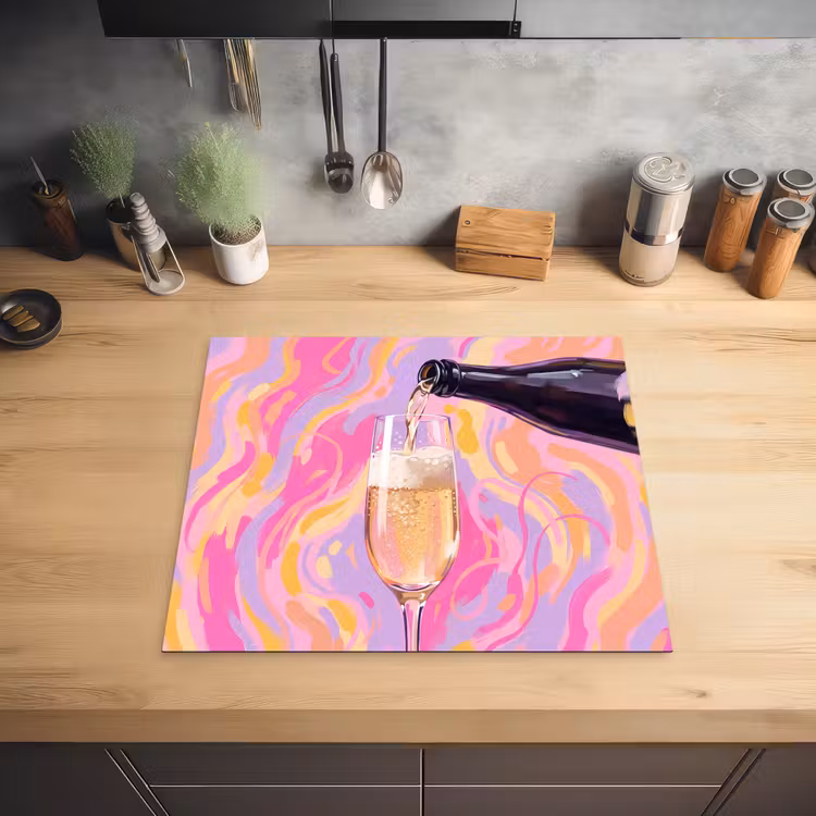 Drank - Inschenken - Feest - Abstract - Roze Inductie beschermer vinyl 3mm middel -sfeer5