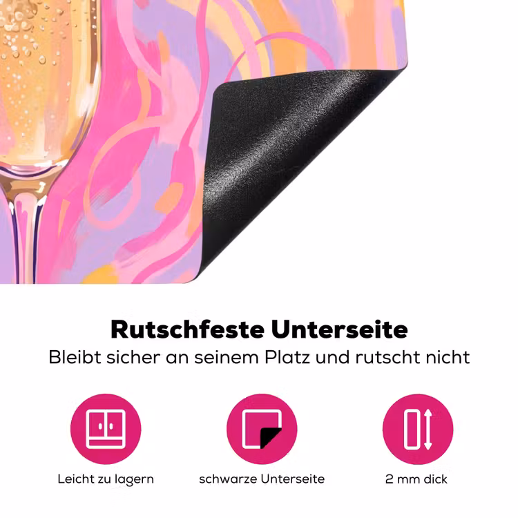 Drank - Inschenken - Feest - Abstract - Roze Inductie beschermer vinyl 3mm middel -zzzzzzz-lf-onderkant