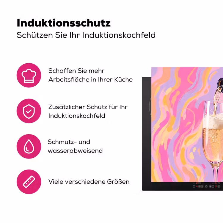 Drank - Inschenken - Feest - Abstract - Roze Inductie beschermer vinyl 3mm middel -zzzzzzz-lf-ups