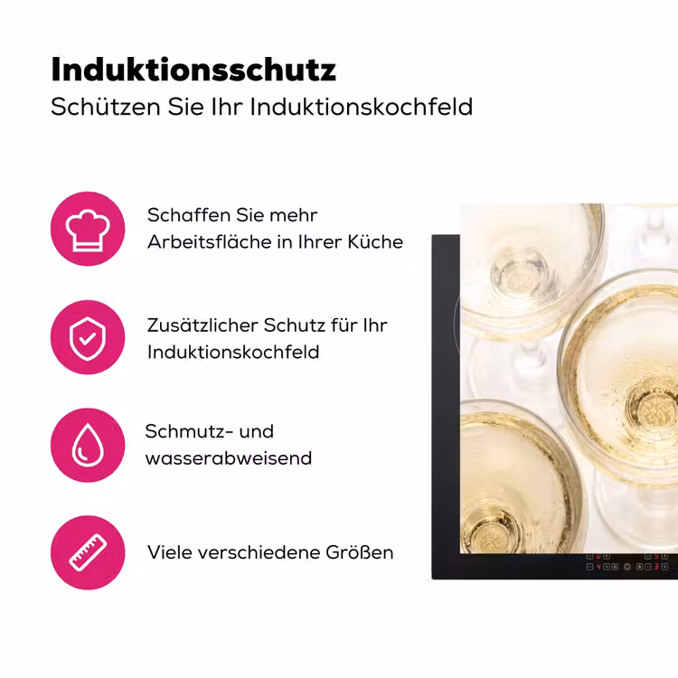 Drank - Glazen - Feest - Goud Inductie beschermer vinyl 3mm middel -zzzzzzz-lf-ups