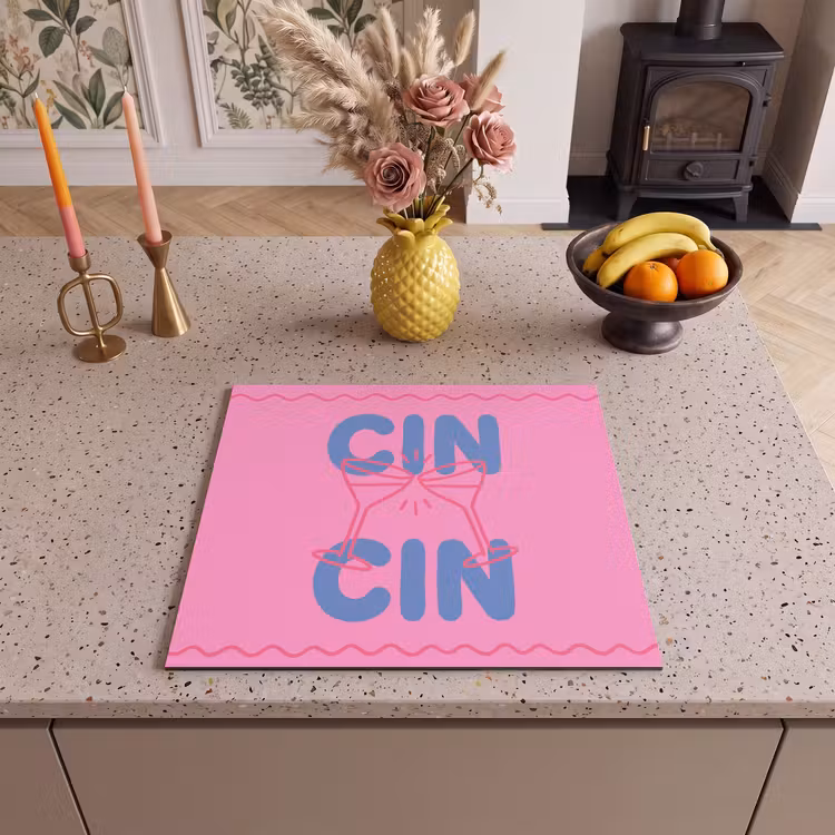 Drank - Glazen - Proost - Modern - Roze Inductie beschermer vinyl 3mm middel -sfeer3