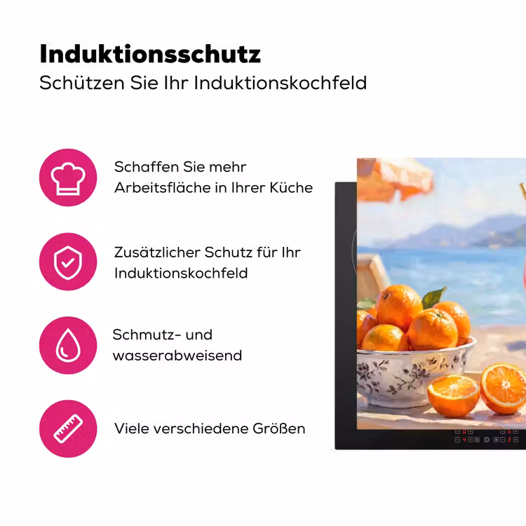Drank - Glazen - Strand - Zomer - Oranje Inductie beschermer vinyl 3mm middel -zzzzzzz-lf-ups