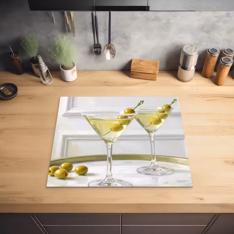 Drank - Martini - Olijven - Modern - Wit Inductie beschermer vinyl 3mm middel -sfeer5