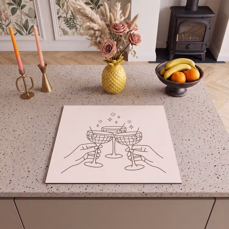 Drankjes - Feest - Proosten - Minimalistisch - Groen Inductie beschermer vinyl 3mm middel -sfeer3