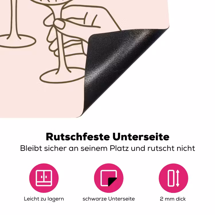 Drankjes - Feest - Proosten - Minimalistisch - Groen Inductie beschermer vinyl 3mm middel -zzzzzzz-lf-onderkant