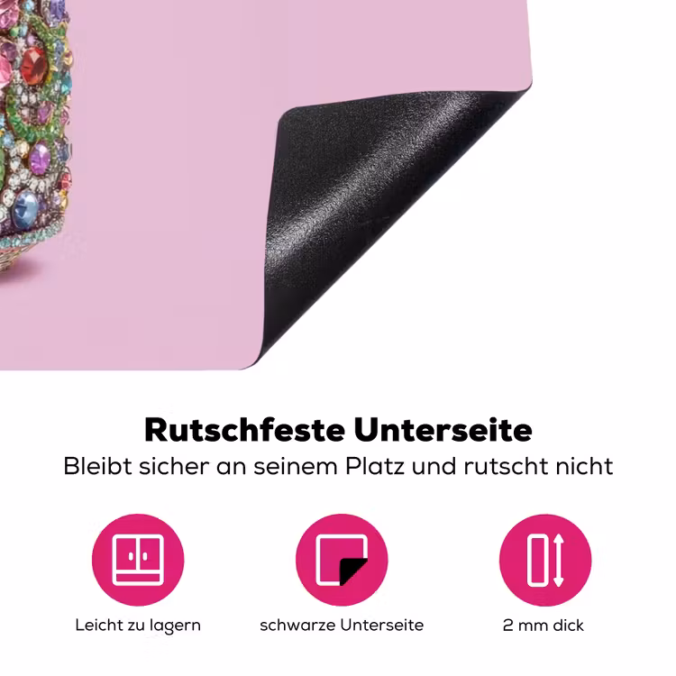 Frisdrankblikje - Bloemenpatroon - Edelstenen - Kleurrijk Inductie beschermer vinyl 3mm klein -zzzzzzz-lf-onderkant