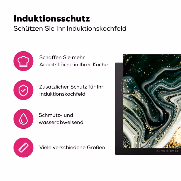 Golvend Marmer met Gouden Glans Inductie beschermer vinyl 3mm klein -zzzzzzz-lf-ups