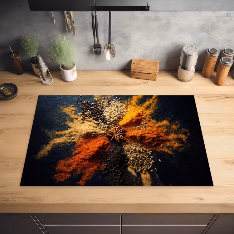 Specerijen - Explosie - Oranje Inductie beschermer vinyl 3mm klein -sfeer5