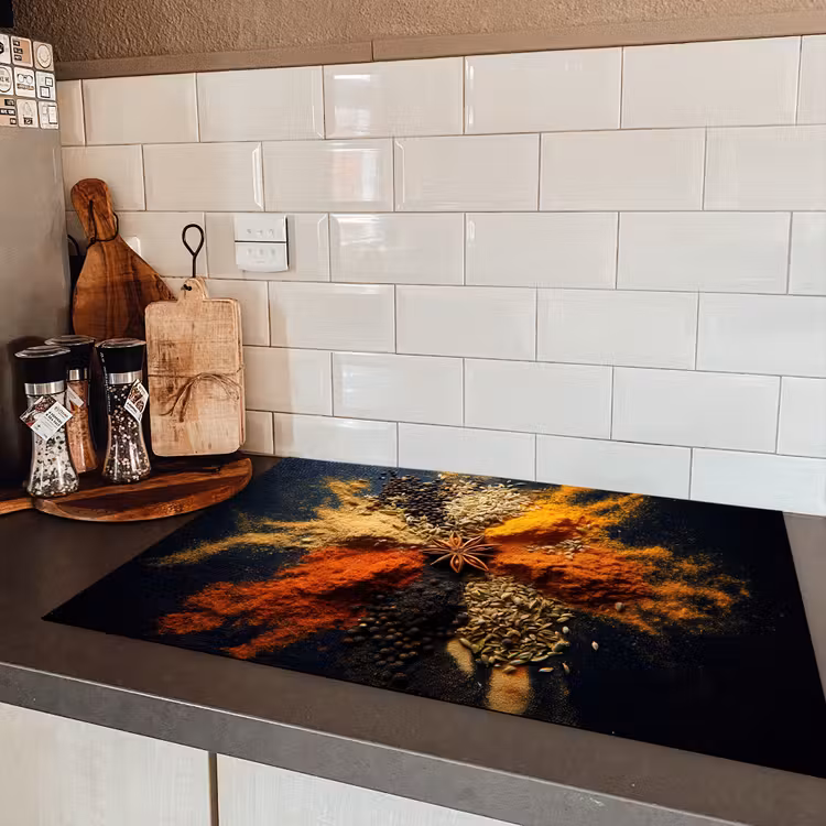 Specerijen - Explosie - Oranje Inductie beschermer vinyl 3mm klein -sfeer3