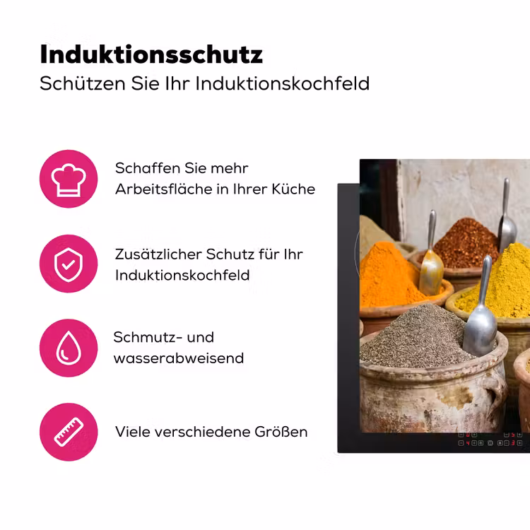 Herdabdeckplatte - Gewürze – Gläser – Orientalisch - Kruiden - Potten - Oosters Inductie beschermer vinyl 3mm middel