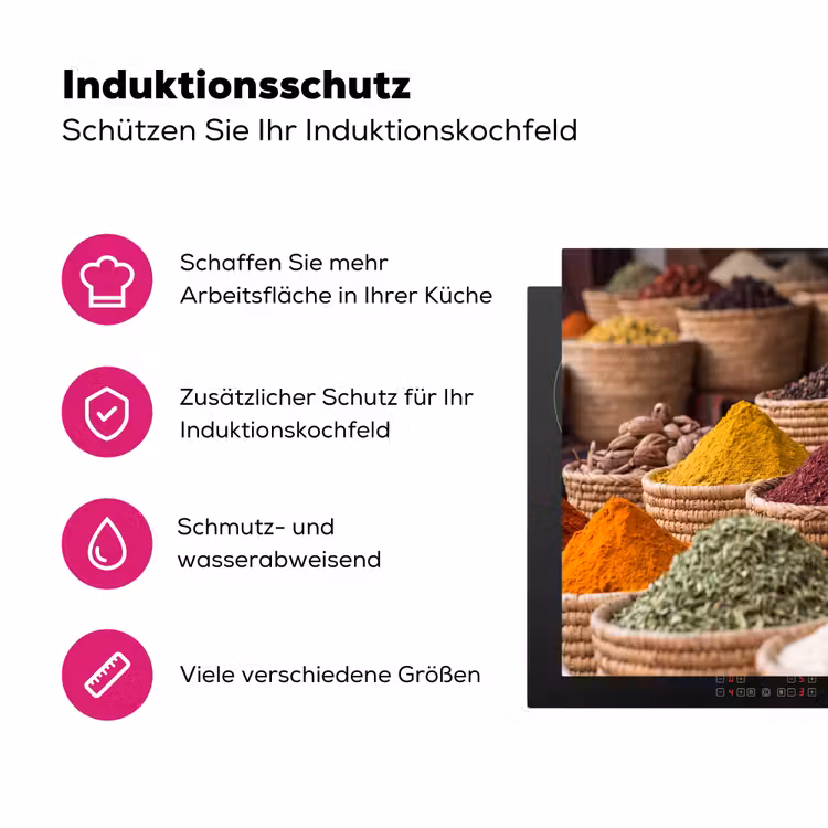 Herdabdeckplatte - Gewürze – Körbe – Orientalisch - Kruiden - Manden - Oosters Inductie beschermer vinyl 3mm middel