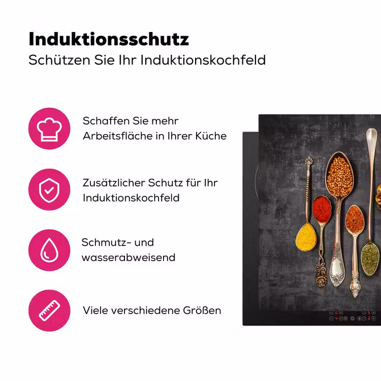 Kruiden - Lepels - Beton Inductie beschermer vinyl 3mm klein -zzzzzzz-lf-ups