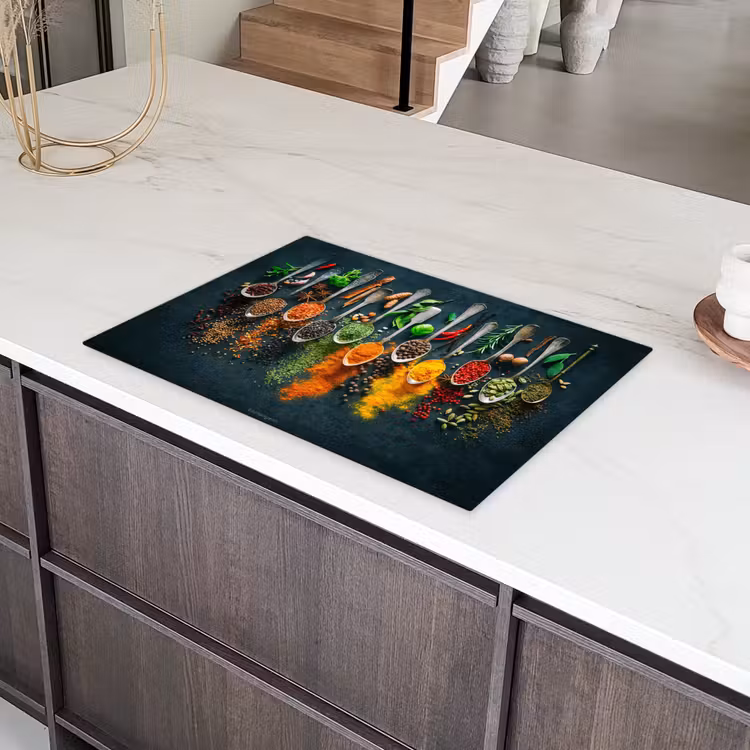 Kruiden - Lepels - Kleurrijk Inductie beschermer vinyl 3mm klein -sfeer8