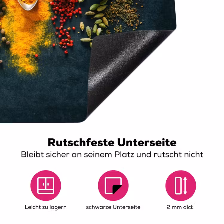 Kruiden - Lepels - Kleurrijk Inductie beschermer vinyl 3mm klein -zzzzzzz-lf-onderkant