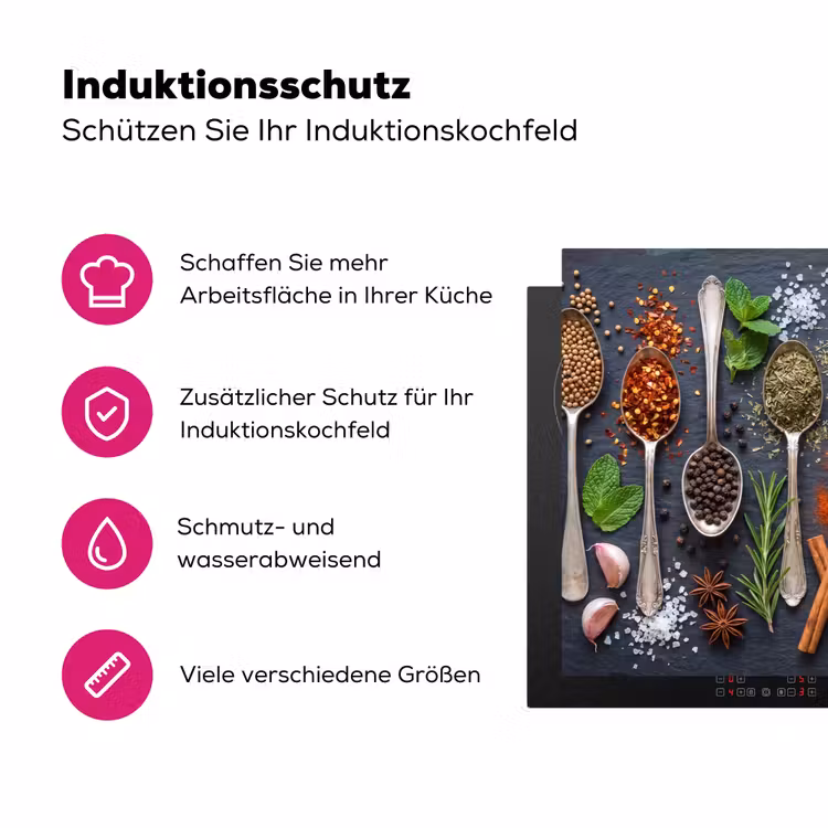 Kruiden - Lepels - Culinair - Kleurrijk - Sfeervol Inductie beschermer vinyl 3mm klein -zzzzzzz-lf-ups