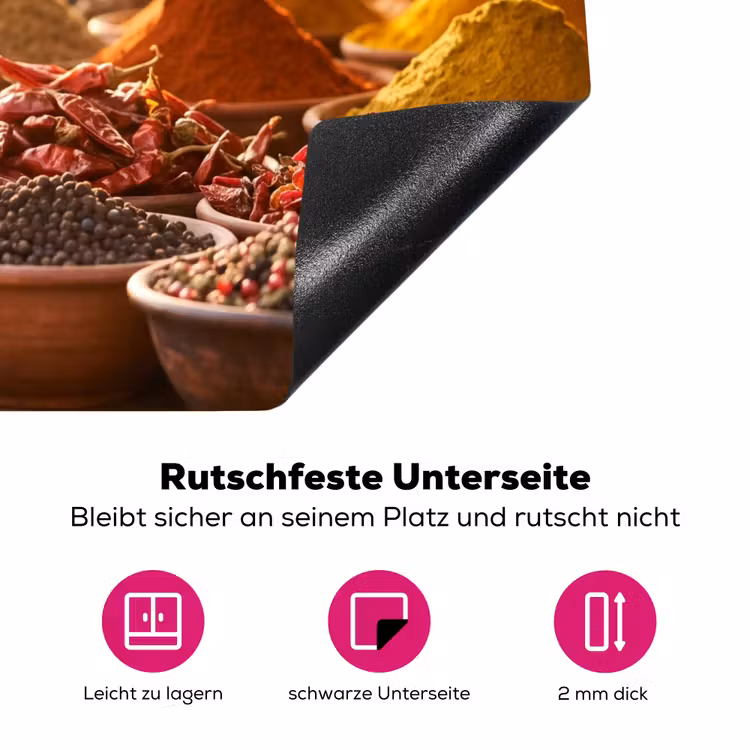 Herdabdeckplatte - Gewürze – Markt – Bunt - Specerijen - Markt - Kleurrijk Inductie beschermer vinyl 3mm middel